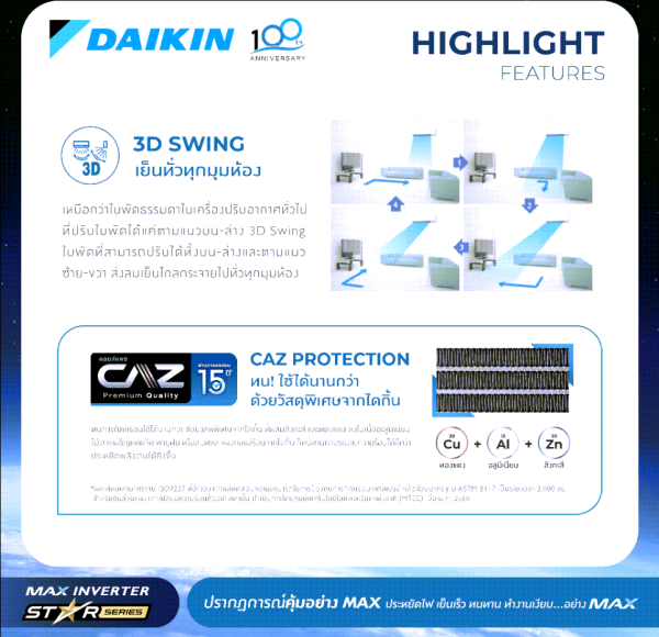 แอร์ไดกิ้น Daikin MAX INVERTER (STAR KF SERIES) FTKF-Y 9000-24000 BTU - Image 9