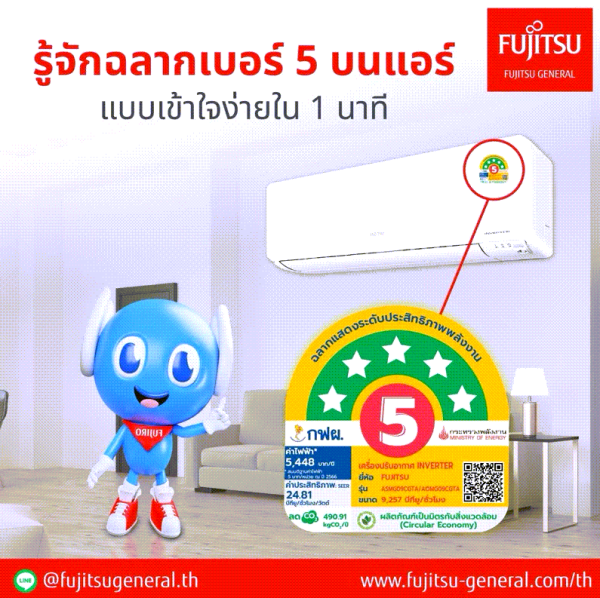 FUJITSU แอร์ ฟูจิตสึ อินเวอร์ทเตอร์ รุ่น iMAX ขนาด 12,000 บีทียู ประหยัดไฟ4 ดาว - Image 6