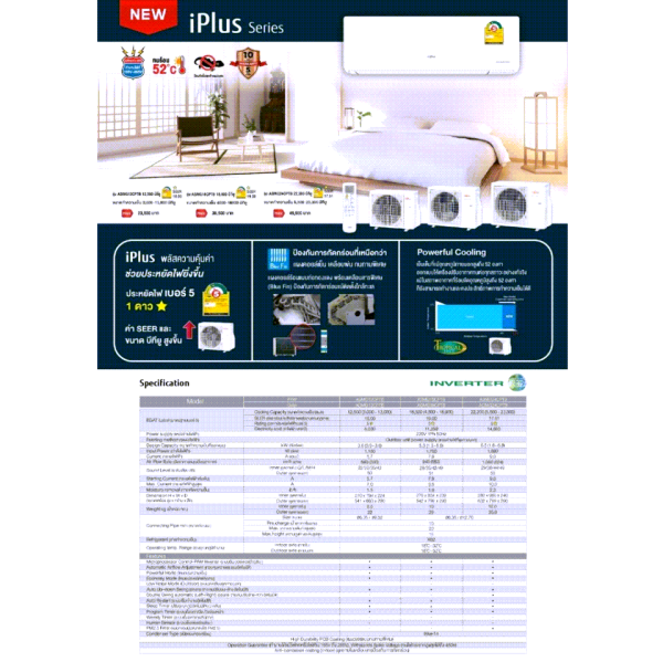แอร์ FUJITSU ฟูจิตสึ อินเวอร์ทเตอร์ รุ่น iPLUS ขนาด 12500BTU คอยทองแดง ประหยัดไฟ++ - Image 5