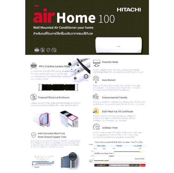 Hitachi แอร์ติดผนัง เบอร์5 รุ่น Fixed Speed ( Non inverter ) แอร์ ฮิตาชิ - Image 4